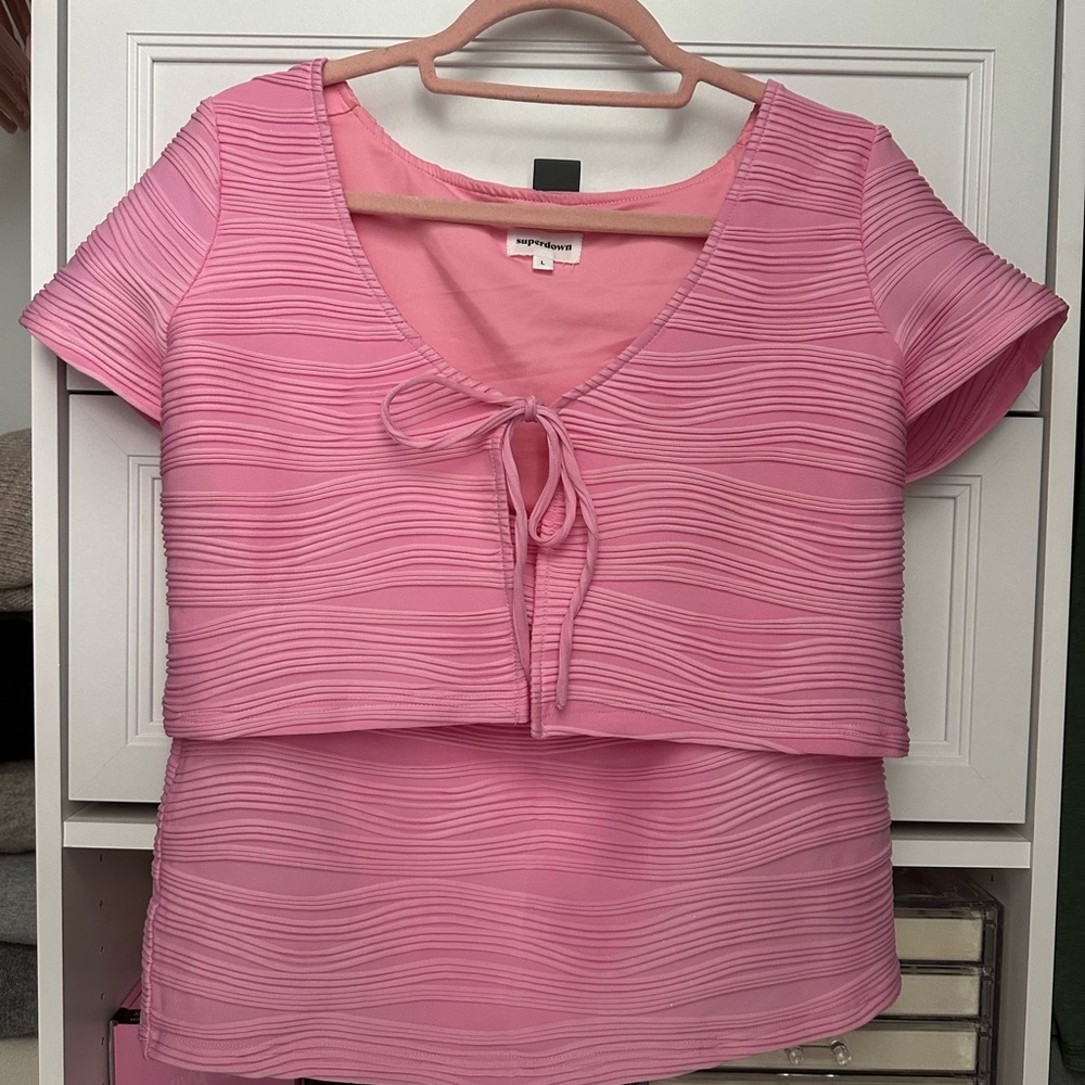 Superdown Melissa Ruched set in Baby Pink